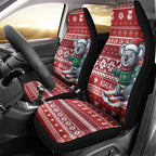 Australia Christmas In July Car Seat Cover Koala Santa Skiing Red Color
