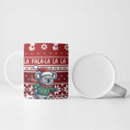 Australia Christmas In July Ceramic Mug Koala Santa Skiing Red Color