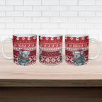 Australia Christmas In July Ceramic Mug Koala Santa Skiing Red Color