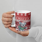 Australia Christmas In July Ceramic Mug Koala Santa Skiing Red Color