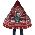 Australia Christmas In July Cloak Koala Santa Skiing Red Color