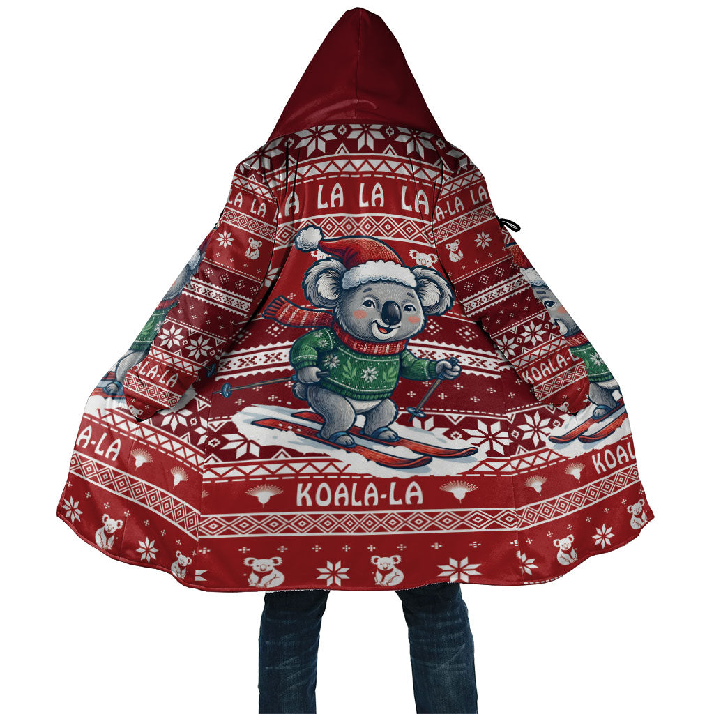 Australia Christmas In July Cloak Koala Santa Skiing Red Color