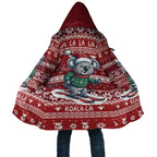 Australia Christmas In July Cloak Koala Santa Skiing Red Color