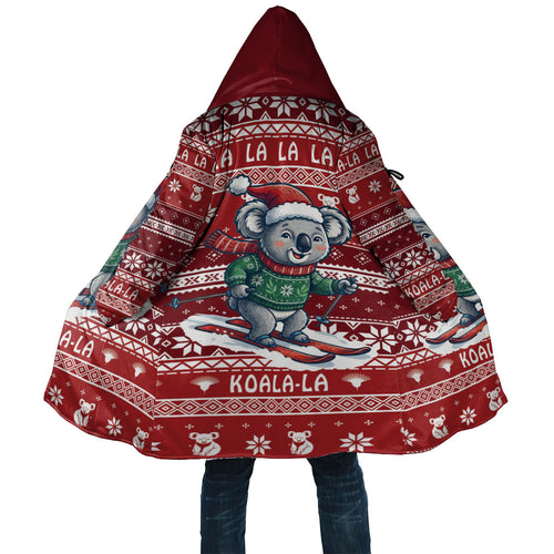 Australia Christmas In July Cloak Koala Santa Skiing Red Color