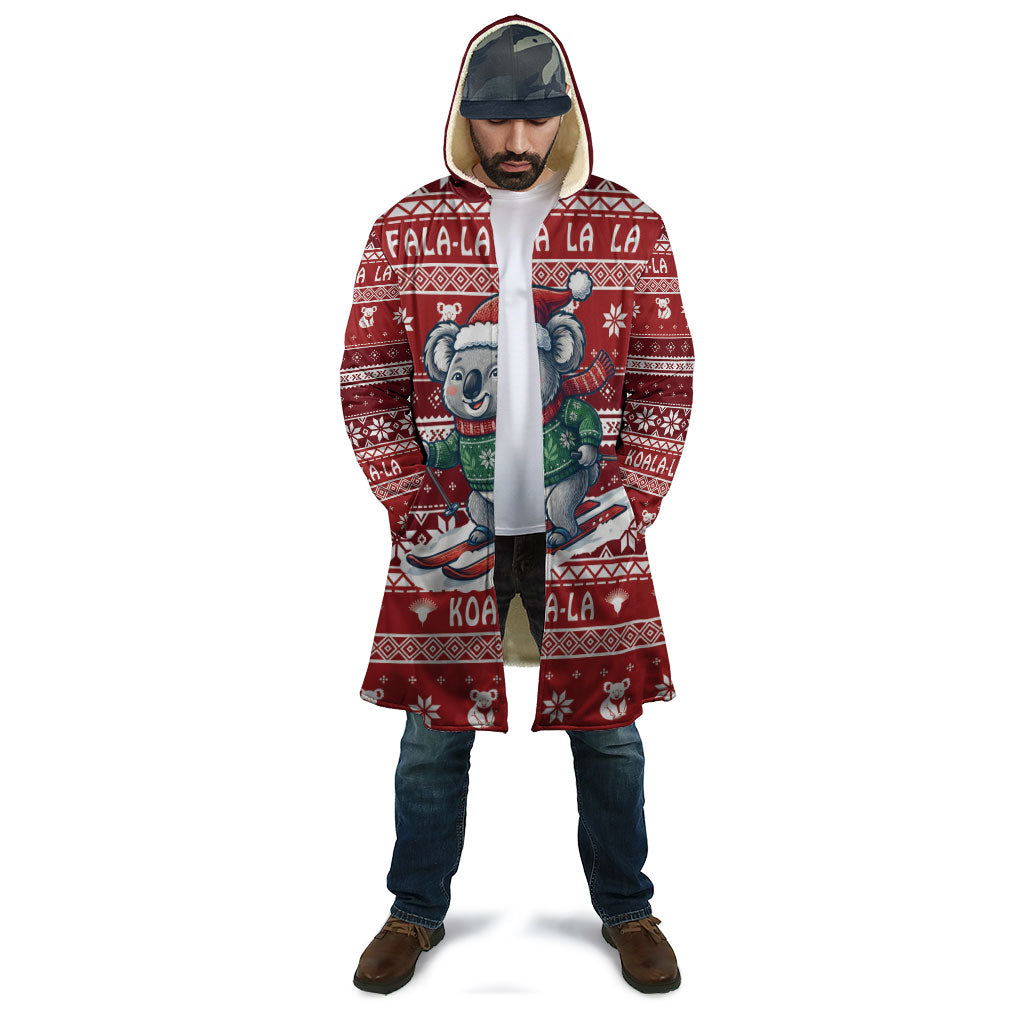 Australia Christmas In July Cloak Koala Santa Skiing Red Color