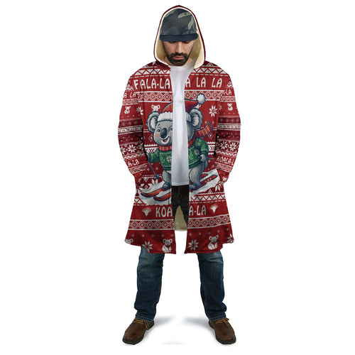 Australia Christmas In July Cloak Koala Santa Skiing Red Color