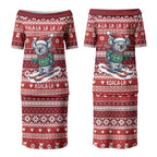 Australia Christmas In July Couples Matching Puletasi and Hawaiian Shirt Koala Santa Skiing Red Color LT22