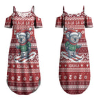 Australia Christmas In July Couples Matching Summer Maxi Dress and Hawaiian Shirt Koala Santa Skiing Red Color LT22