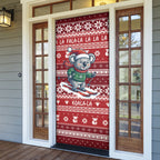 Australia Christmas In July Door Cover Koala Santa Skiing Red Color