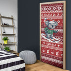Australia Christmas In July Door Cover Koala Santa Skiing Red Color