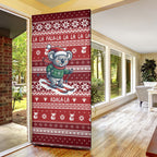Australia Christmas In July Door Cover Koala Santa Skiing Red Color