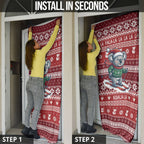 Australia Christmas In July Door Cover Koala Santa Skiing Red Color