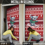 Australia Christmas In July Door Cover Koala Santa Skiing Red Color