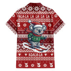 Australia Christmas In July Family Matching Short Sleeve Bodycon Dress and Hawaiian Shirt Koala Santa Skiing Red Color