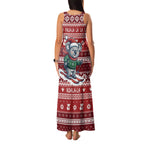 Australia Christmas In July Family Matching Tank Maxi Dress and Hawaiian Shirt Koala Santa Skiing Red Color