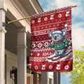 Australia Christmas In July Garden Flag Koala Santa Skiing Red Color