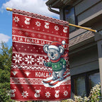 Australia Christmas In July Garden Flag Koala Santa Skiing Red Color