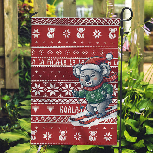 Australia Christmas In July Garden Flag Koala Santa Skiing Red Color