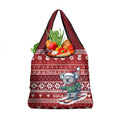 Australia Christmas In July Grocery Bag Koala Santa Skiing Red Color