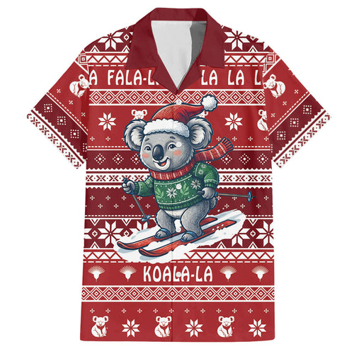 Australia Christmas In July Hawaiian Shirt Koala Santa Skiing Red Color