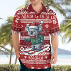 Australia Christmas In July Hawaiian Shirt Koala Santa Skiing Red Color