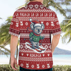 Australia Christmas In July Hawaiian Shirt Koala Santa Skiing Red Color