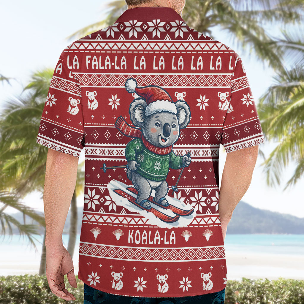 Australia Christmas In July Hawaiian Shirt Koala Santa Skiing Red Color