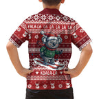 Australia Christmas In July Hawaiian Shirt Koala Santa Skiing Red Color