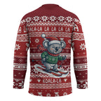 Australia Christmas In July Hockey Jersey Koala Santa Skiing Red Color