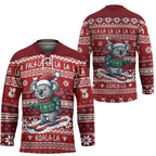 Australia Christmas In July Hockey Jersey Koala Santa Skiing Red Color