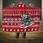 Australia Christmas In July Hooded Blanket Koala Santa Skiing Red Color