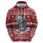 Australia Christmas In July Hoodie Koala Santa Skiing Red Color