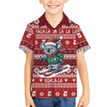 Australia Christmas In July Kid Hawaiian Shirt Koala Santa Skiing Red Color