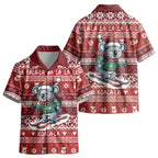Australia Christmas In July Kid Hawaiian Shirt Koala Santa Skiing Red Color LT22