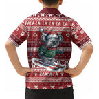 Australia Christmas In July Kid Hawaiian Shirt Koala Santa Skiing Red Color LT22