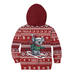 Australia Christmas In July Kid Hoodie Koala Santa Skiing Red Color