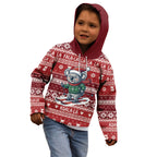 Australia Christmas In July Kid Hoodie Koala Santa Skiing Red Color