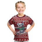 Australia Christmas In July Kid T Shirt Koala Santa Skiing Red Color