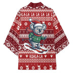 Australia Christmas In July Kimono Koala Santa Skiing Red Color