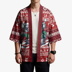 Australia Christmas In July Kimono Koala Santa Skiing Red Color