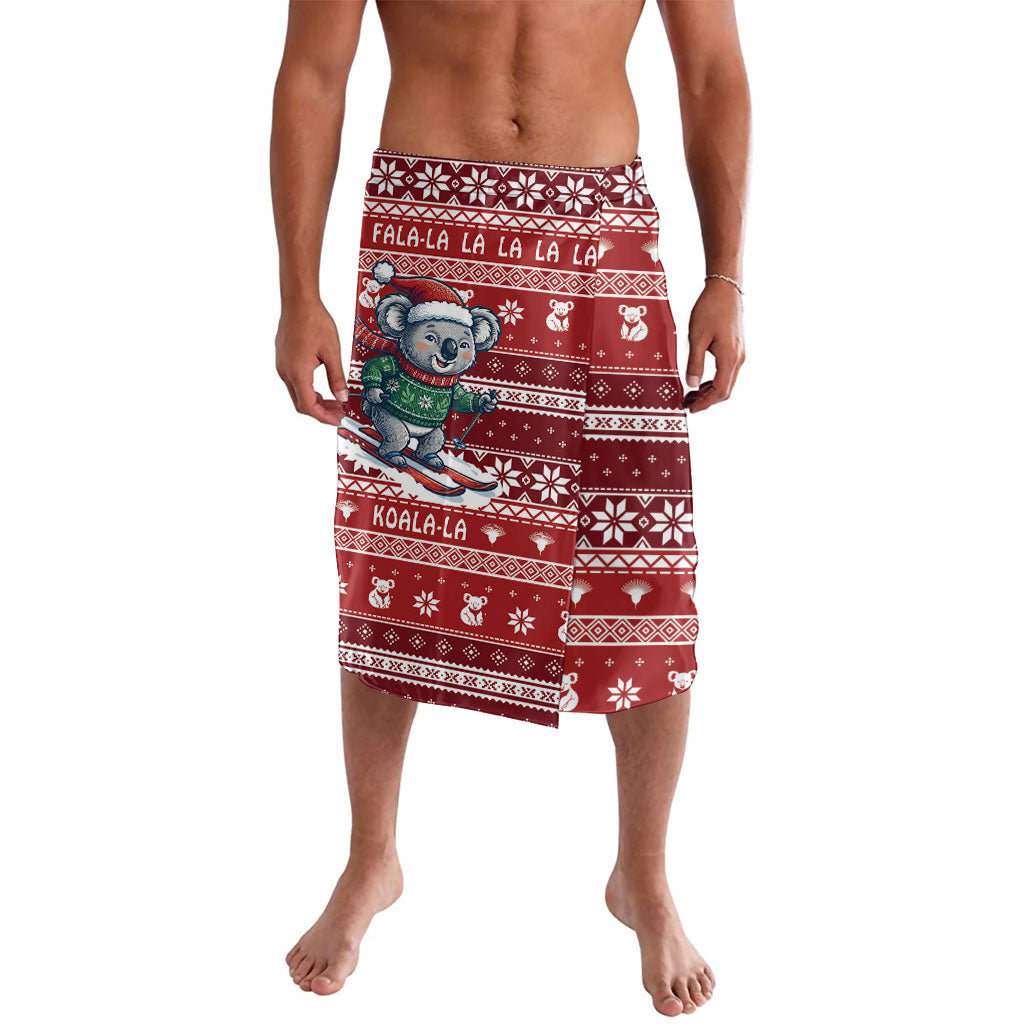 Australia Christmas In July Lavalava Koala Santa Skiing Red Color