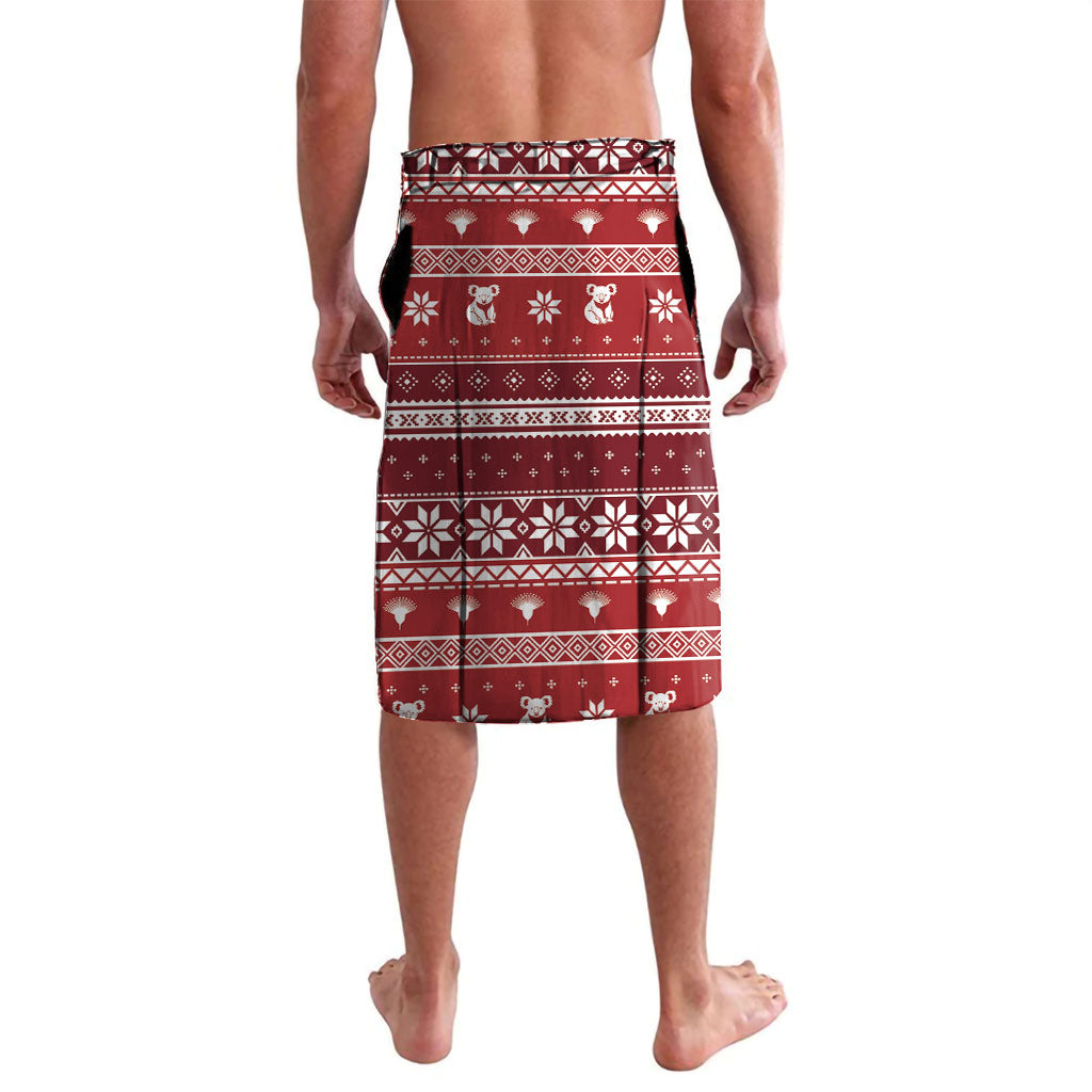 Australia Christmas In July Lavalava Koala Santa Skiing Red Color