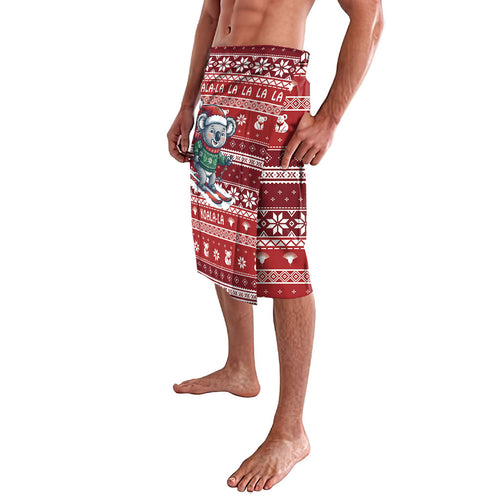 Australia Christmas In July Lavalava Koala Santa Skiing Red Color