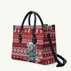 Australia Christmas In July Leather Bag Koala Santa Skiing Red Color