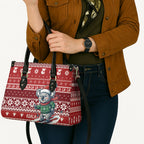 Australia Christmas In July Leather Bag Koala Santa Skiing Red Color