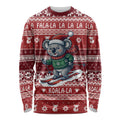Australia Christmas In July Long Sleeve Shirt Koala Santa Skiing Red Color