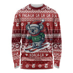 Australia Christmas In July Long Sleeve Shirt Koala Santa Skiing Red Color