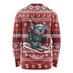 Australia Christmas In July Long Sleeve Shirt Koala Santa Skiing Red Color