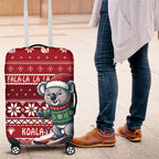 Australia Christmas In July Luggage Cover Koala Santa Skiing Red Color