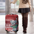 Australia Christmas In July Luggage Cover Koala Santa Skiing Red Color